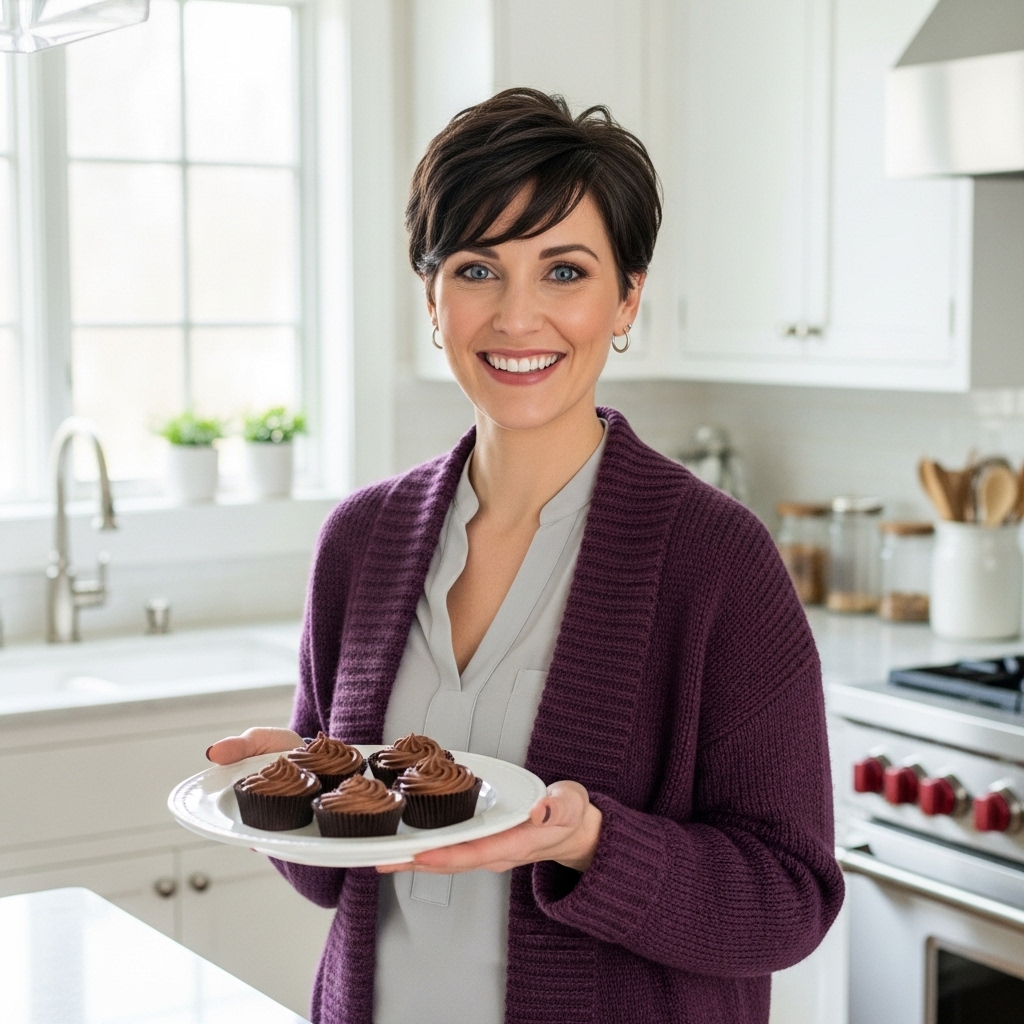 Sara Bennett smiling in a cozy kitchen